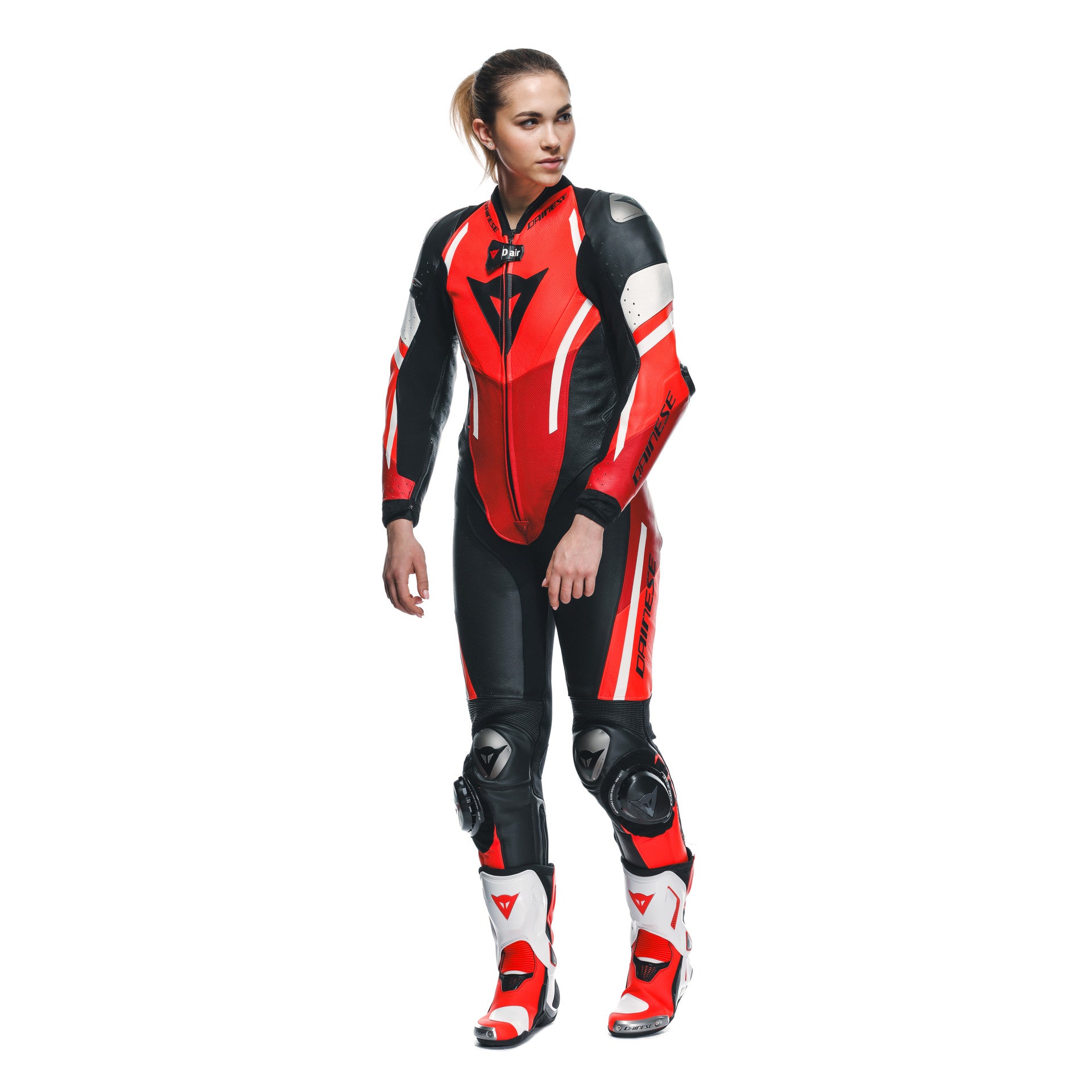 Dainese Misano 3 Lady D-AIR® Kombinezon Kožno odijelo – Perforirani zračni jastučić trkaći odijelo | Žene | Crvena 
