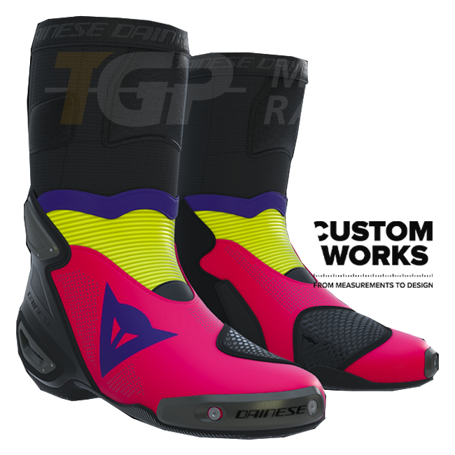 Dainese Axial 2 Air Racing i ulične motociklističke čizme | Muškarci | Fuxia / Viola / Fluogelb | Custom Works 