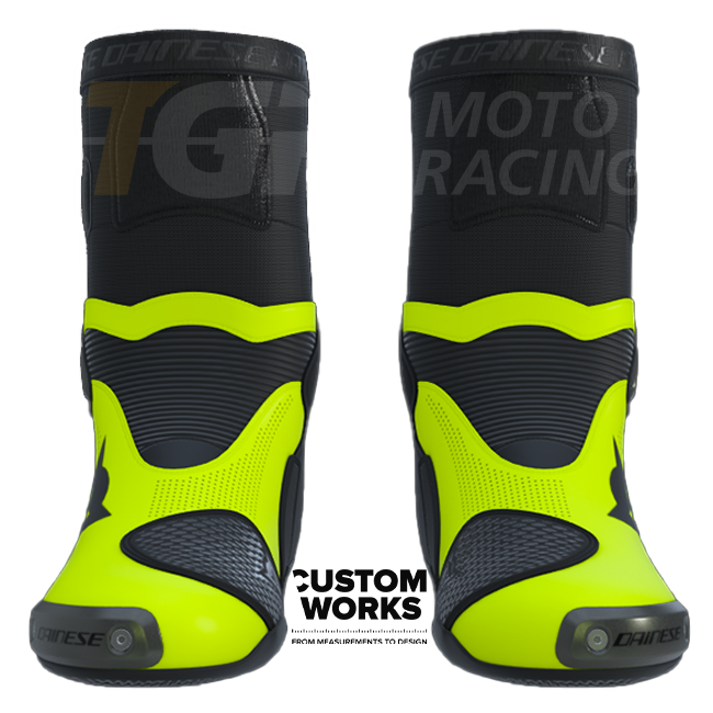 Dainese Axial 2 Air Racing i cestovne motociklističke čizme | Muškarci | Crna / Fluogelb | Custom Works 