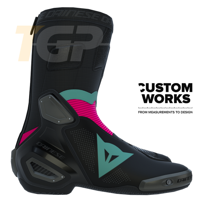 Dainese Axial 2 Air Racing und Straßen Motorradstiefel Herren | Schwarz / Fuxia / Sardinia Sea Blue | Custom Works