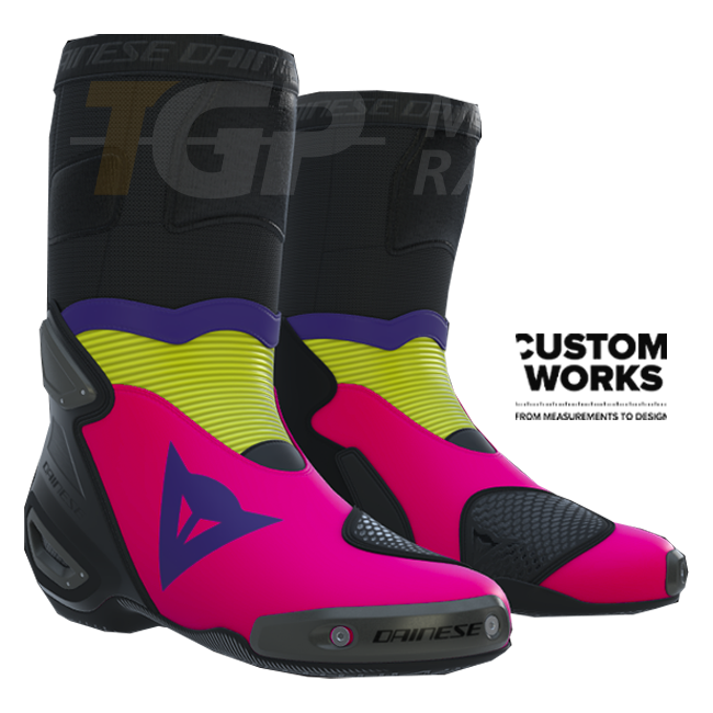 Dainese Axial 2 Racing i cestovne motociklističke čizme | Muške | Fuxia / Viola / Fluogelb | Custom Works 