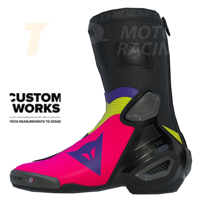 Dainese Axial 2 Racing i cestovne motociklističke čizme | Muške | Fuxia / Viola / Fluogelb | Custom Works 