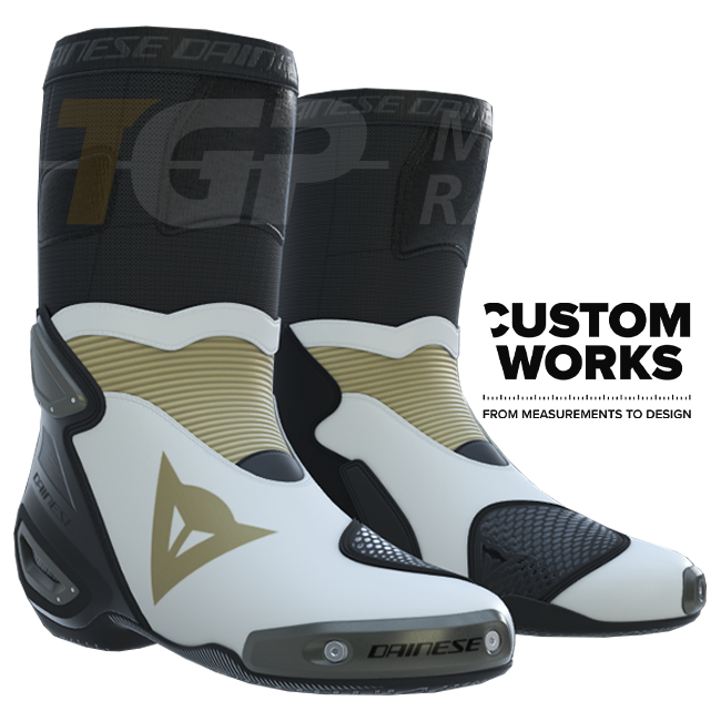 Dainese Axial 2 Racing i cestovne motociklističke čizme | Muškarci | biserno bijela / magnezij | Custom Works 