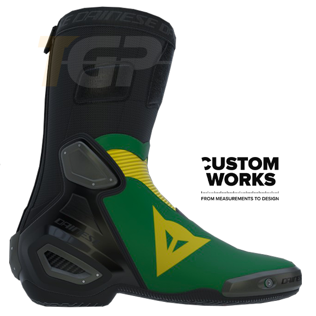 Dainese Axial 2 Racing i cestovne motociklističke čizme | Muškarci | Šumsko zelena / Žuta | Custom Works 