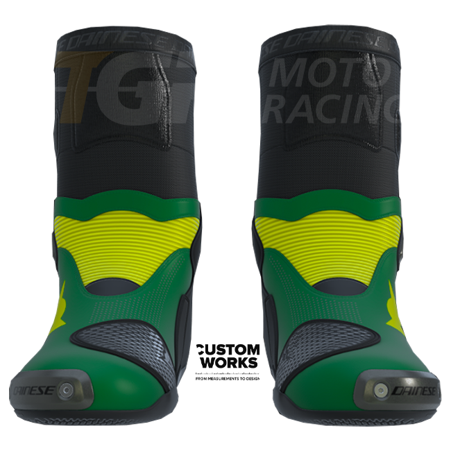 Dainese Axial 2 Air racing i cestovne motociklističke čizme | Muškarci | šumsko zelena / žuta | Custom Works 