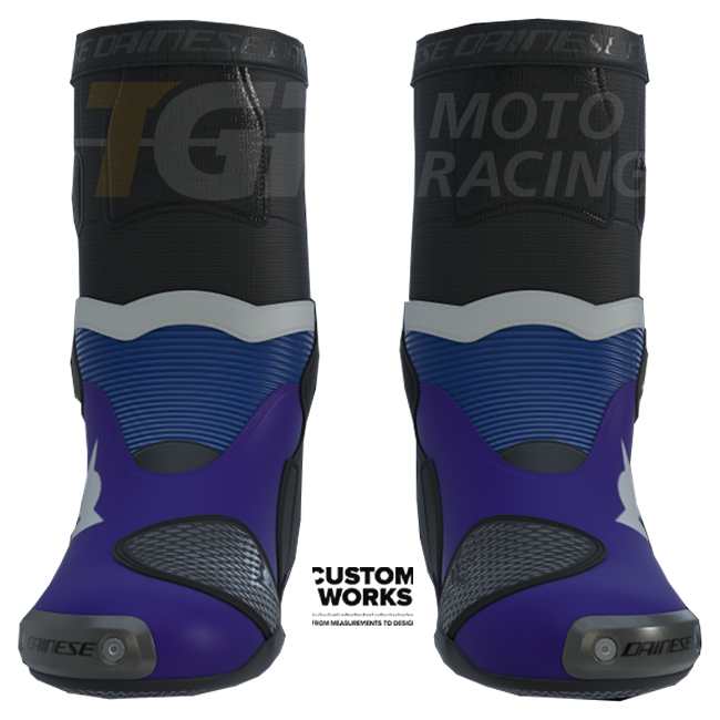 Dainese Axial 2 Racing i cestovne motociklističke čizme Prima Pramac Yamaha MotoGP Replica | Muškarci | Ljubičasta / Yamaha plava / Bijela | Custom Works 