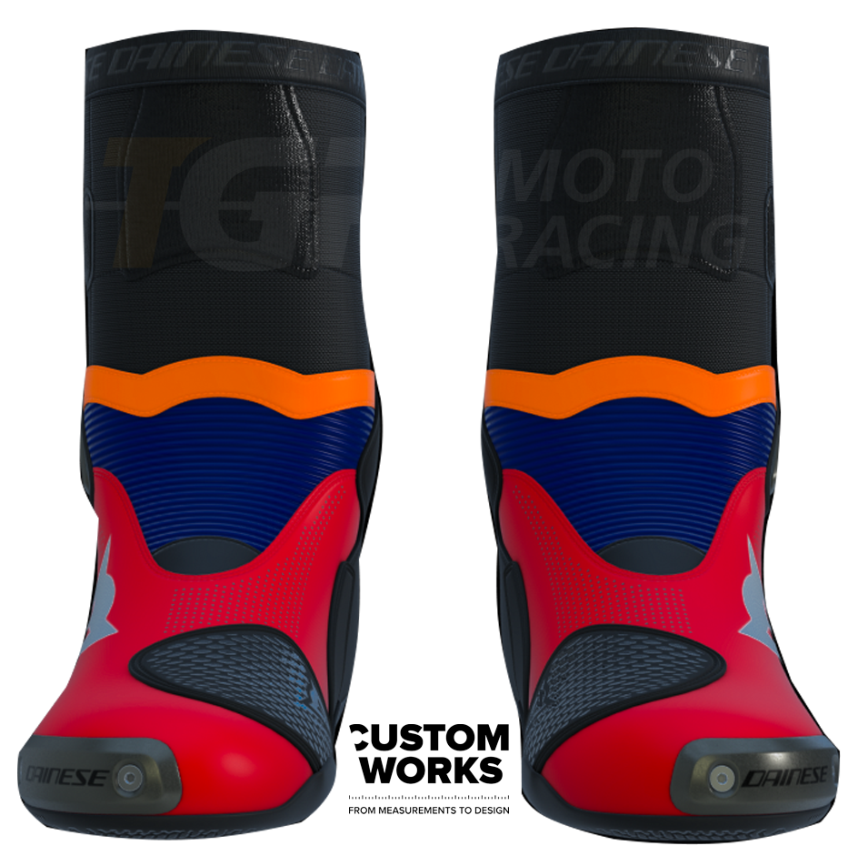 Dainese Axial 2 Air Racing i ulične motociklističke čizme Luca Marini Replica 2026 | Muškarci | Lava crvena / Electric plava / Fluo narančasta / Bijela | Custom Works 