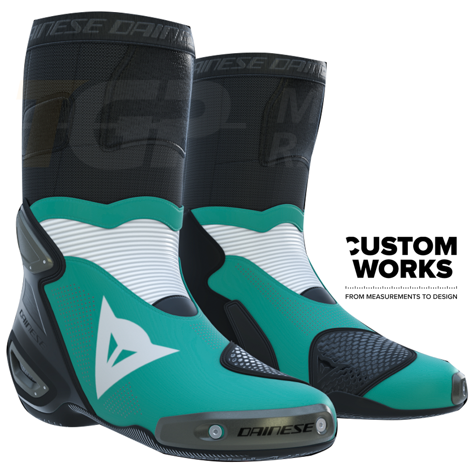 Dainese Axial 2 Air Racing i cestovne motociklističke čizme | Muškarci | Sardinia Sea plava / bijela | Custom Works 