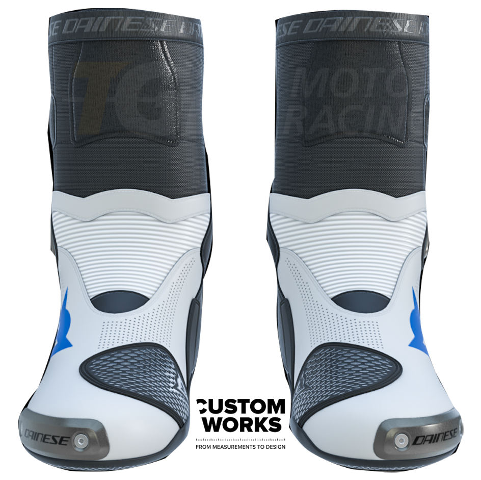 Dainese Axial 2 Air Racing i ulične motociklističke čizme | Muškarci | Bijela / Nebesko plava | Custom Works 