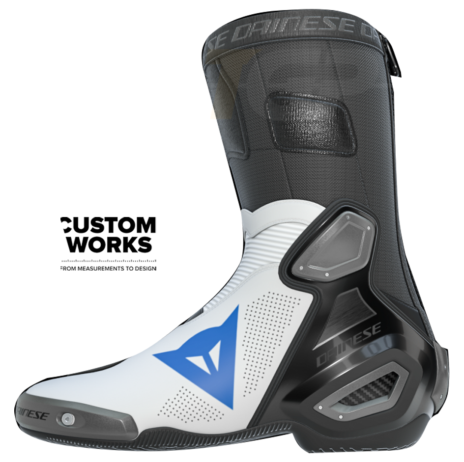 Dainese Axial 2 Air Racing i ulične motociklističke čizme | Muškarci | Bijela / Nebesko plava | Custom Works 
