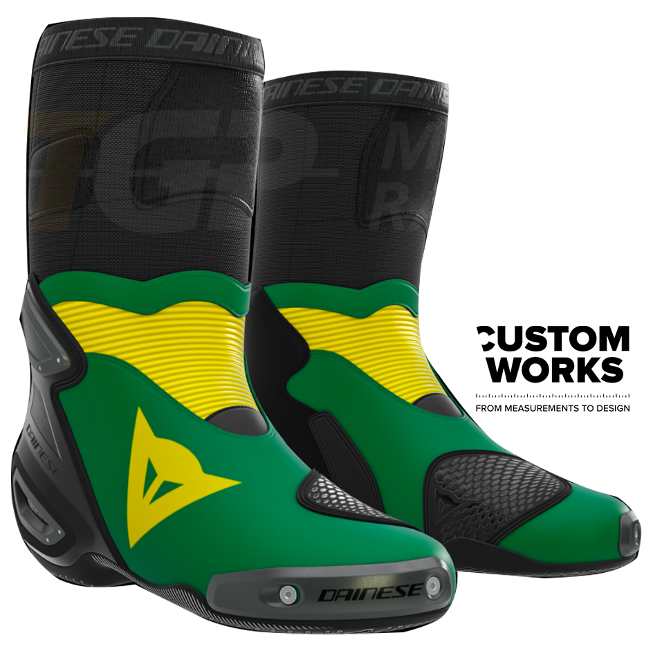 Dainese Axial 2 Racing i cestovne motociklističke čizme | Muškarci | Šumsko zelena / Žuta | Custom Works 