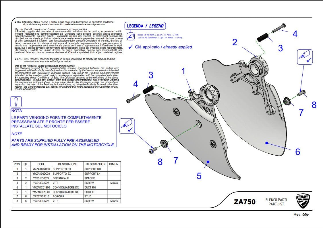 Karbon hlađenje kočionih čeljusti GP Air Ducts Evo Ducati Panigale V4 (25-26) ZA750Y 