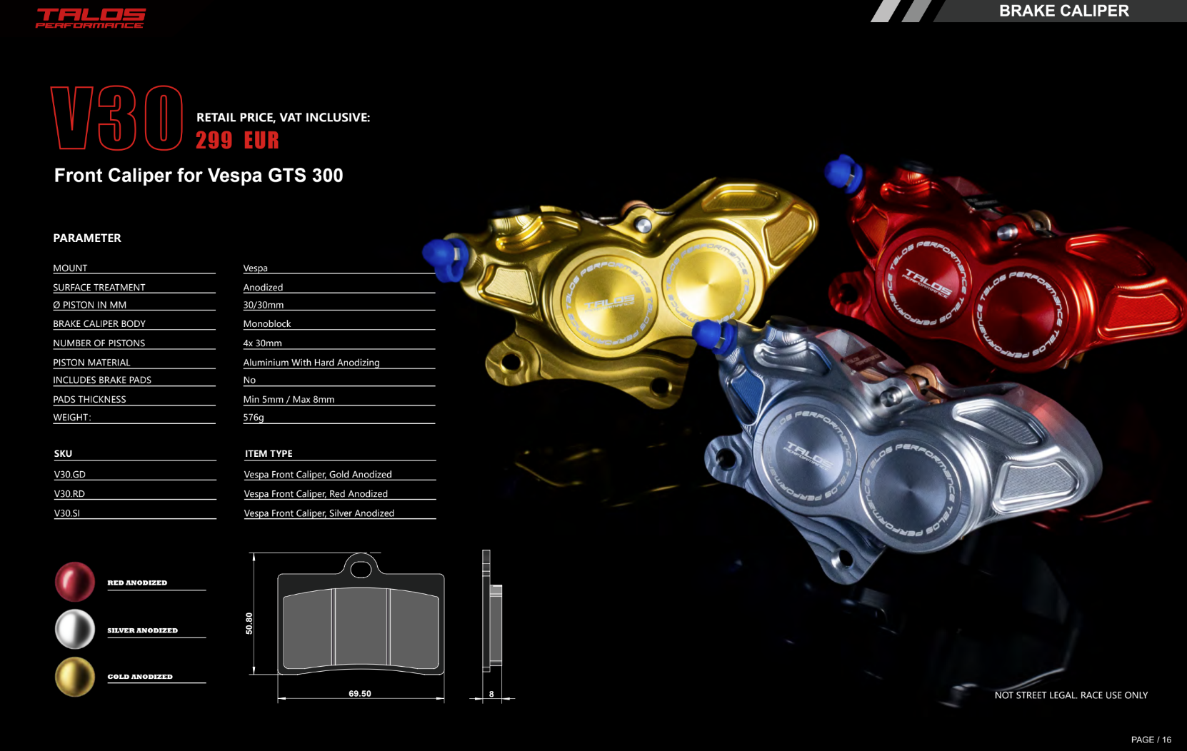 Talos V30 CNC Monoblock kočioni cilindar sprijeda | V30.RD 