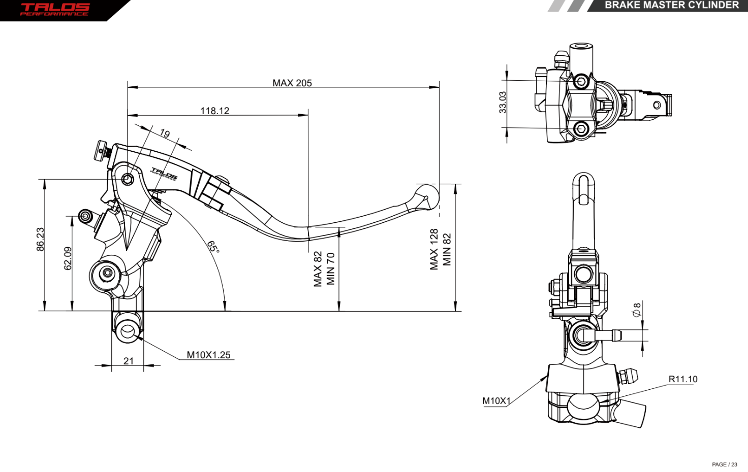Talos CNC ST Radijalna Racing Kočiona Pumpa 16mm| ST.16 