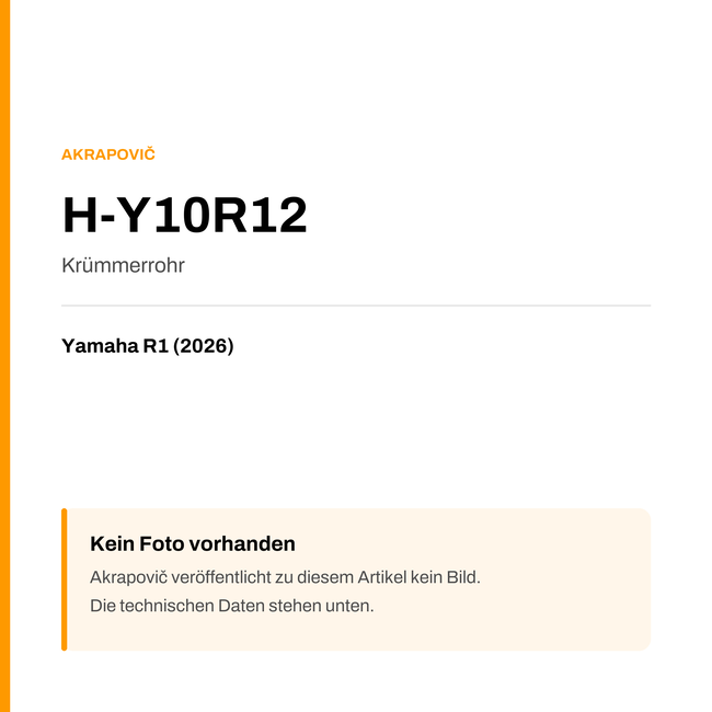 Akrapovic Krümmerrohr Yamaha R1 (26-26) H-Y10R12 — Platzhalter, kein Herstellerfoto verfügbar