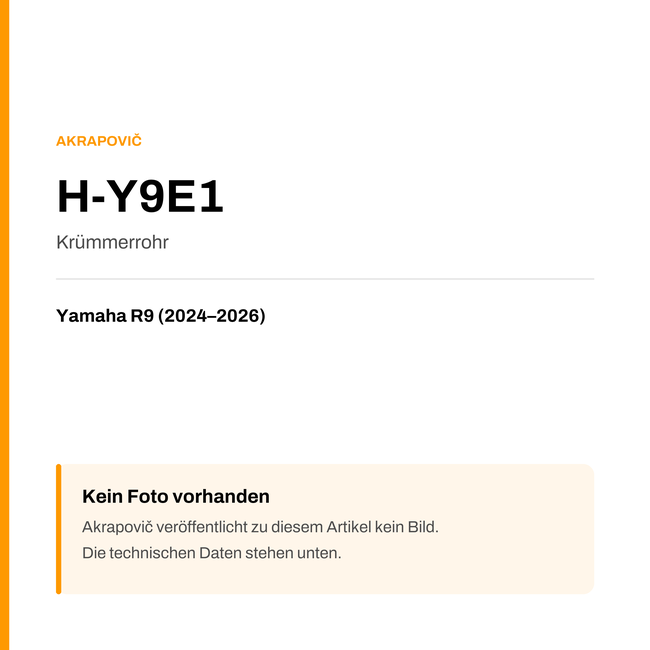 Akrapovic Krümmerrohr Yamaha R9 (24-26) H-Y9E1 — Platzhalter, kein Herstellerfoto verfügbar