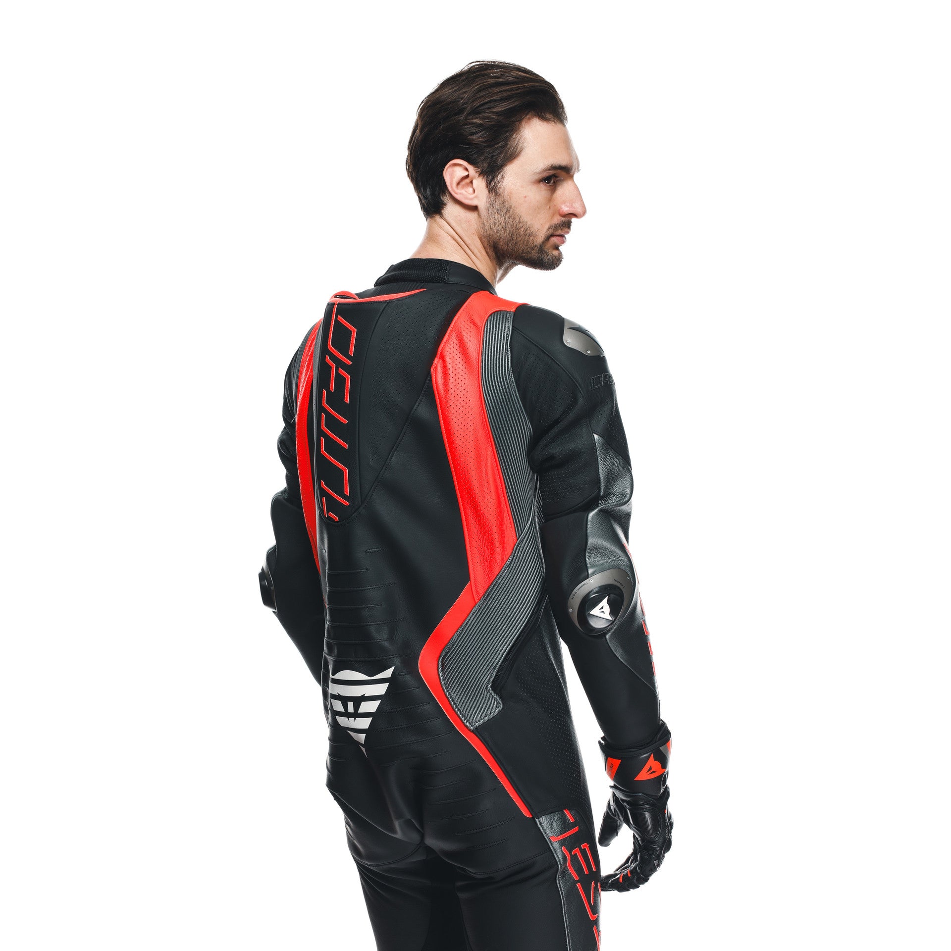 Dainese Audax D-ZIP kombinezon Kožno odijelo – Perforirani trkaći odijelo | Muški | Crna/Crvena 