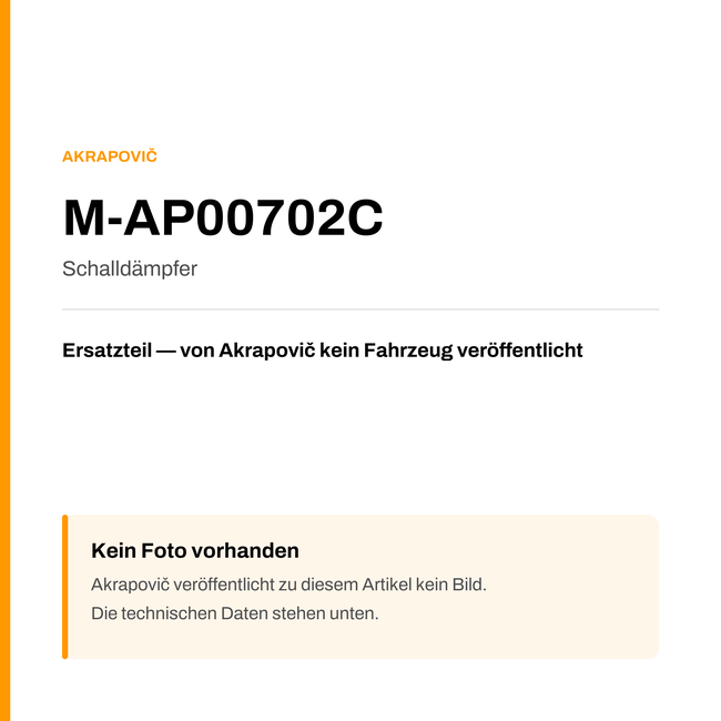 Akrapovic Schalldämpfer M-AP00702C — Platzhalter, kein Herstellerfoto verfügbar