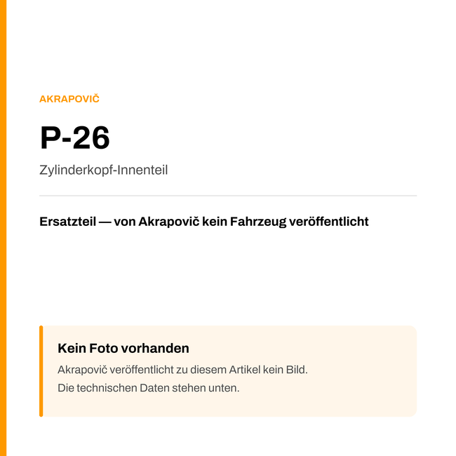 Akrapovic Zylinderkopf-Innenteil P-26 — Platzhalter, kein Herstellerfoto verfügbar