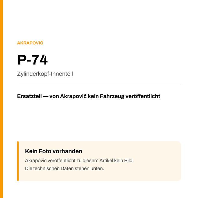 Akrapovic Zylinderkopf-Innenteil P-74 — Platzhalter, kein Herstellerfoto verfügbar