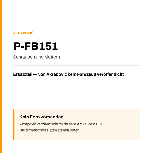 Akrapovic Schrauben und Muttern P-FB151 — Platzhalter, kein Herstellerfoto verfügbar