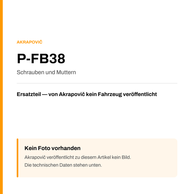 Akrapovic Schrauben und Muttern P-FB38 — Platzhalter, kein Herstellerfoto verfügbar