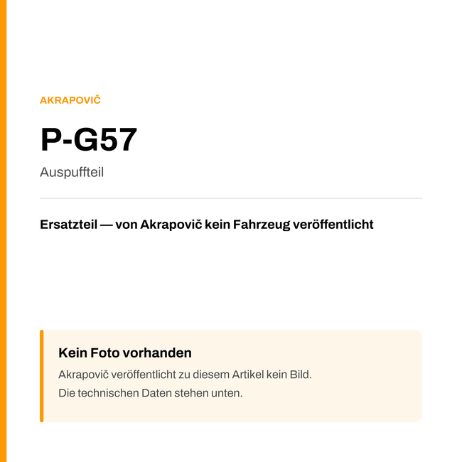 Akrapovic Auspuffteil P-G57 — Platzhalter, kein Herstellerfoto verfügbar