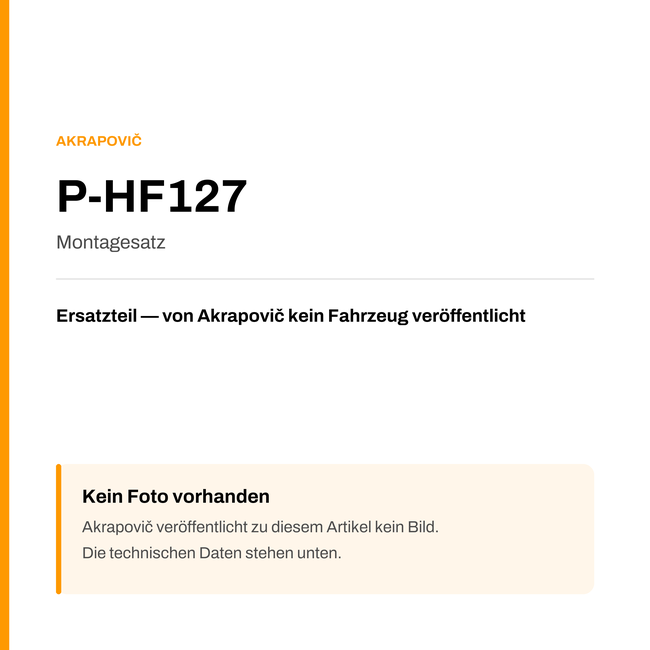 Akrapovic Montagesatz P-HF127 — Platzhalter, kein Herstellerfoto verfügbar