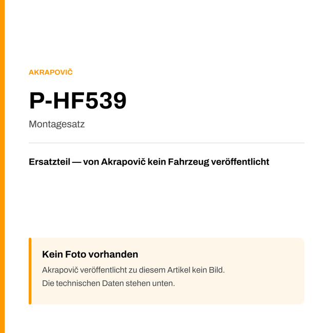 Akrapovic Montagesatz P-HF539 — Platzhalter, kein Herstellerfoto verfügbar