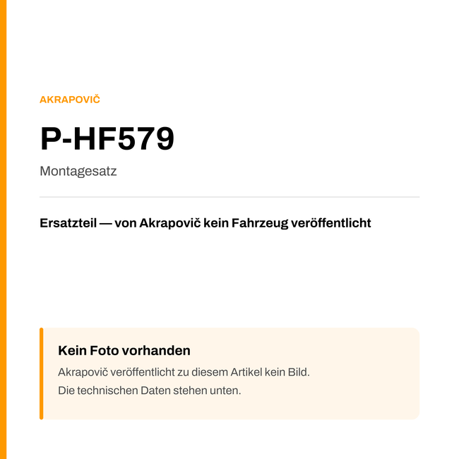 Akrapovic Montagesatz P-HF579 — Platzhalter, kein Herstellerfoto verfügbar