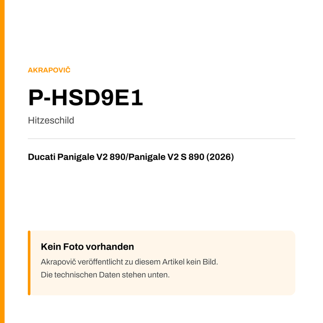 Akrapovic Hitzeschild Ducati Panigale V2 890 / Panigale V2 S 890 (26-26) P-HSD9E1 — Platzhalter, kein Herstellerfoto verfügbar