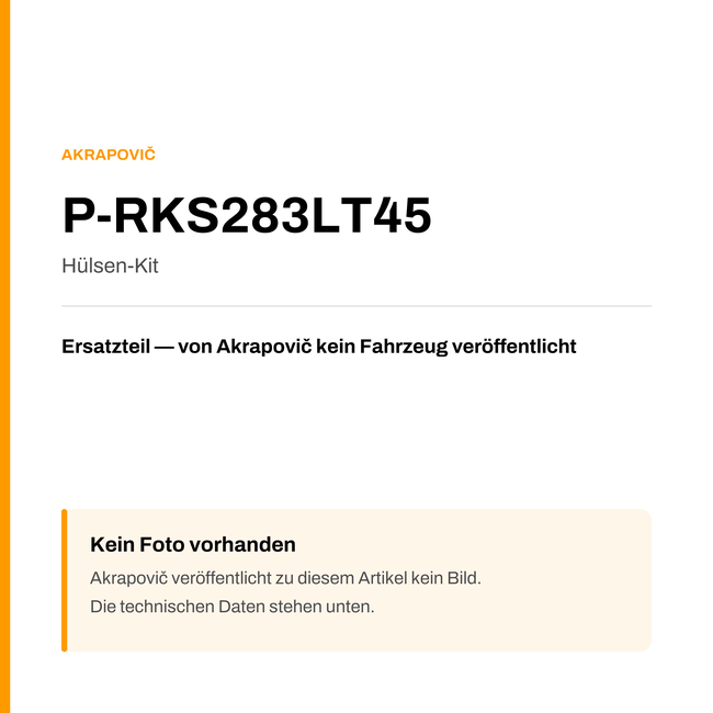 Akrapovic Hülsen-Kit P-RKS283LT45 — Platzhalter, kein Herstellerfoto verfügbar
