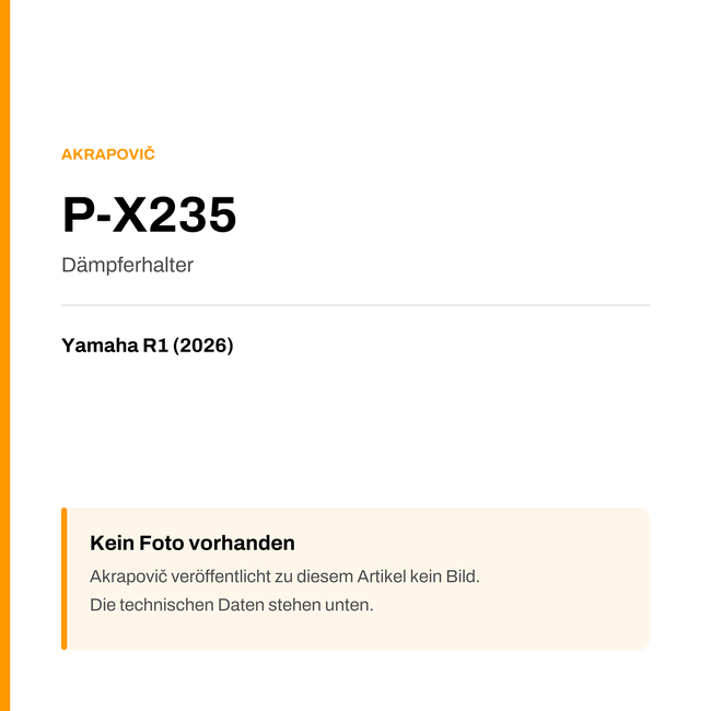 Akrapovic Dämpferhalter Yamaha R1 (26-26) P-X235 — Platzhalter, kein Herstellerfoto verfügbar