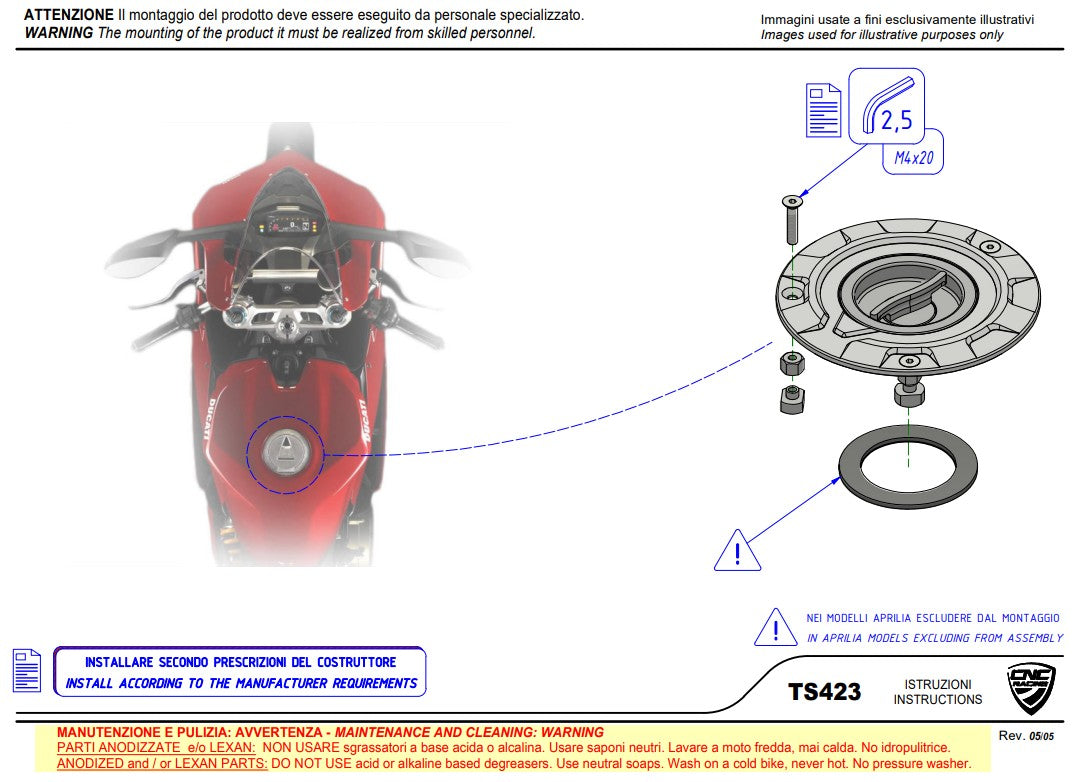 Poklopac rezervoara s brzim otpuštanjem Pramac Racing Limited Edition CNC Racing Ducati Panigale V4/S/R (25-26) TS423PR 