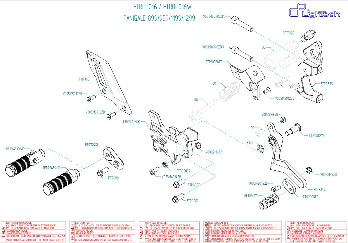 Sustav za prebacivanje LighTech obrnuto za Ducati Panigale V2 955 (20-24) FTRDU016/W 
