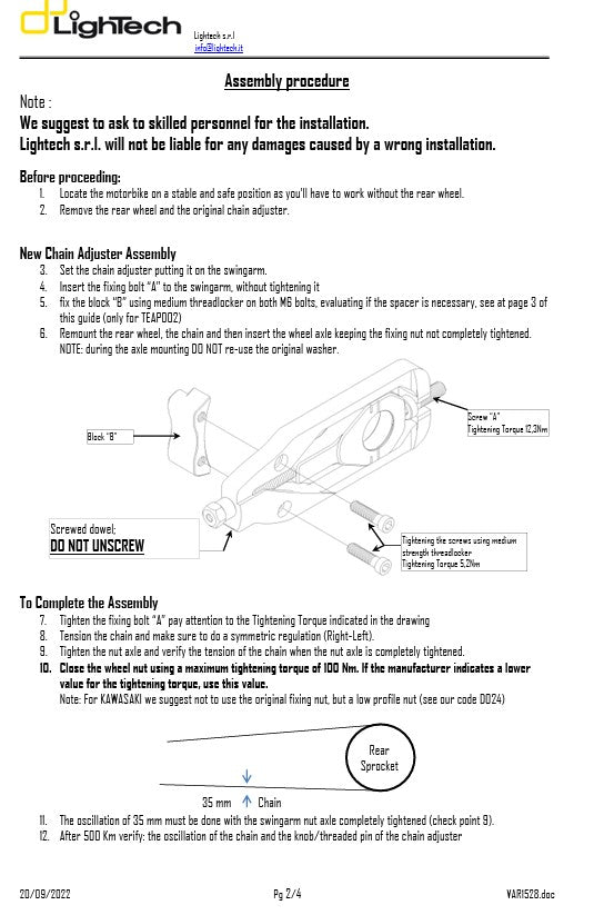 LighTech napinjač lanca za Suzuki GSX-R 600 & 750 (11-16) TESU004 