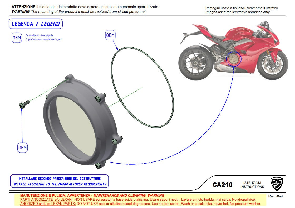 Prozirni poklopac spojke Troy Bayliss Limited Edition CNC Racing Ducati Panigale V4/S (25-26) CA210TB 