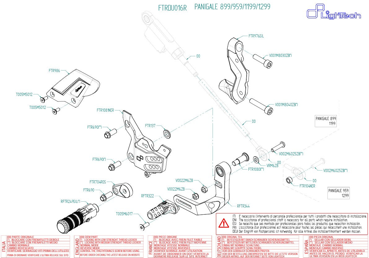 Sustav za prebacivanje R LighTech za Ducati Panigale 959 (16-19) FTRDU016R 