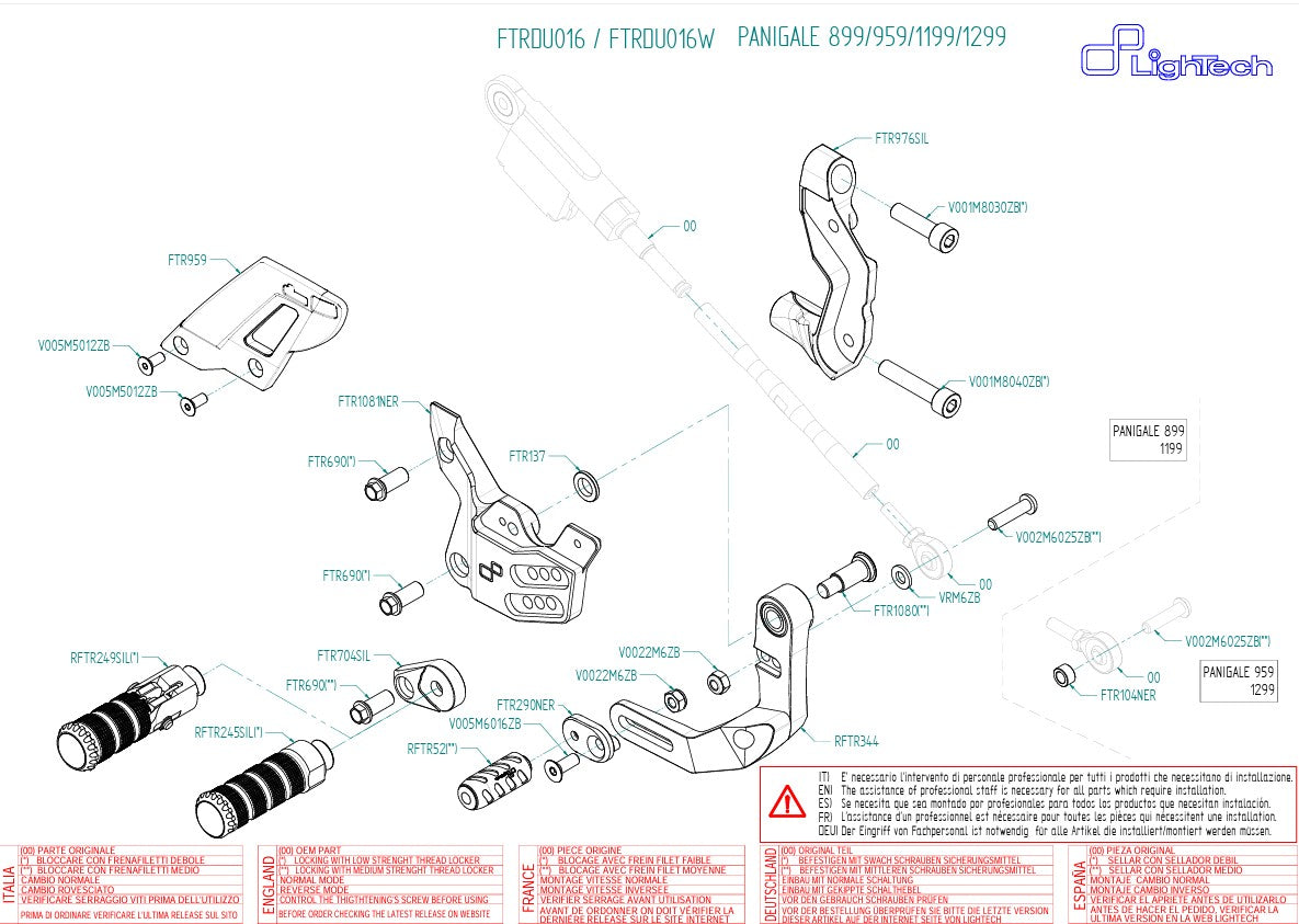 Sustav za prebacivanje LighTech obrnuto za Ducati Panigale V2 955 (20-24) FTRDU016/W 