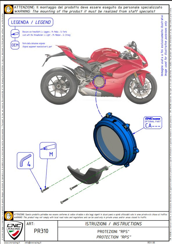 Aluminijski zaštitni poklopac spojke Pramac Racing Limited Edition CNC Racing Ducati Panigale V4/S (25-26) PR310BPR 