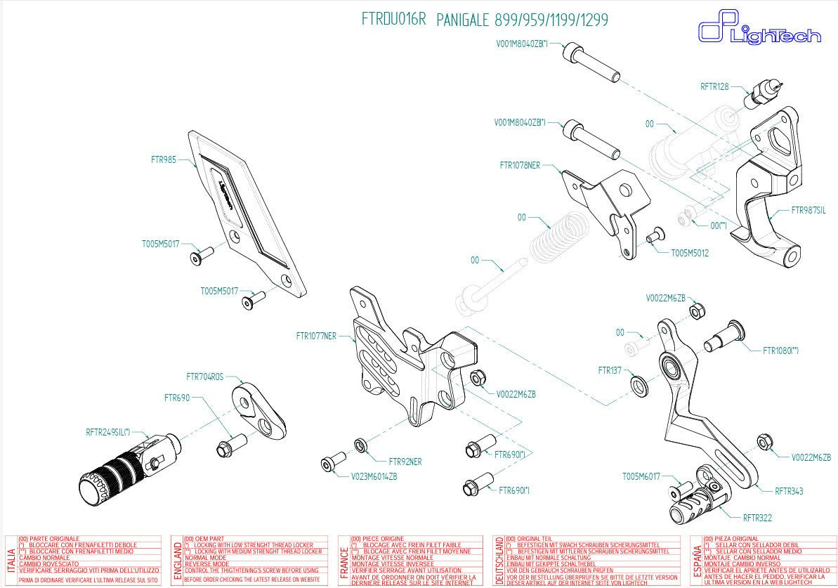 Sustav za prebacivanje R LighTech za Ducati Panigale 959 (16-19) FTRDU016R 