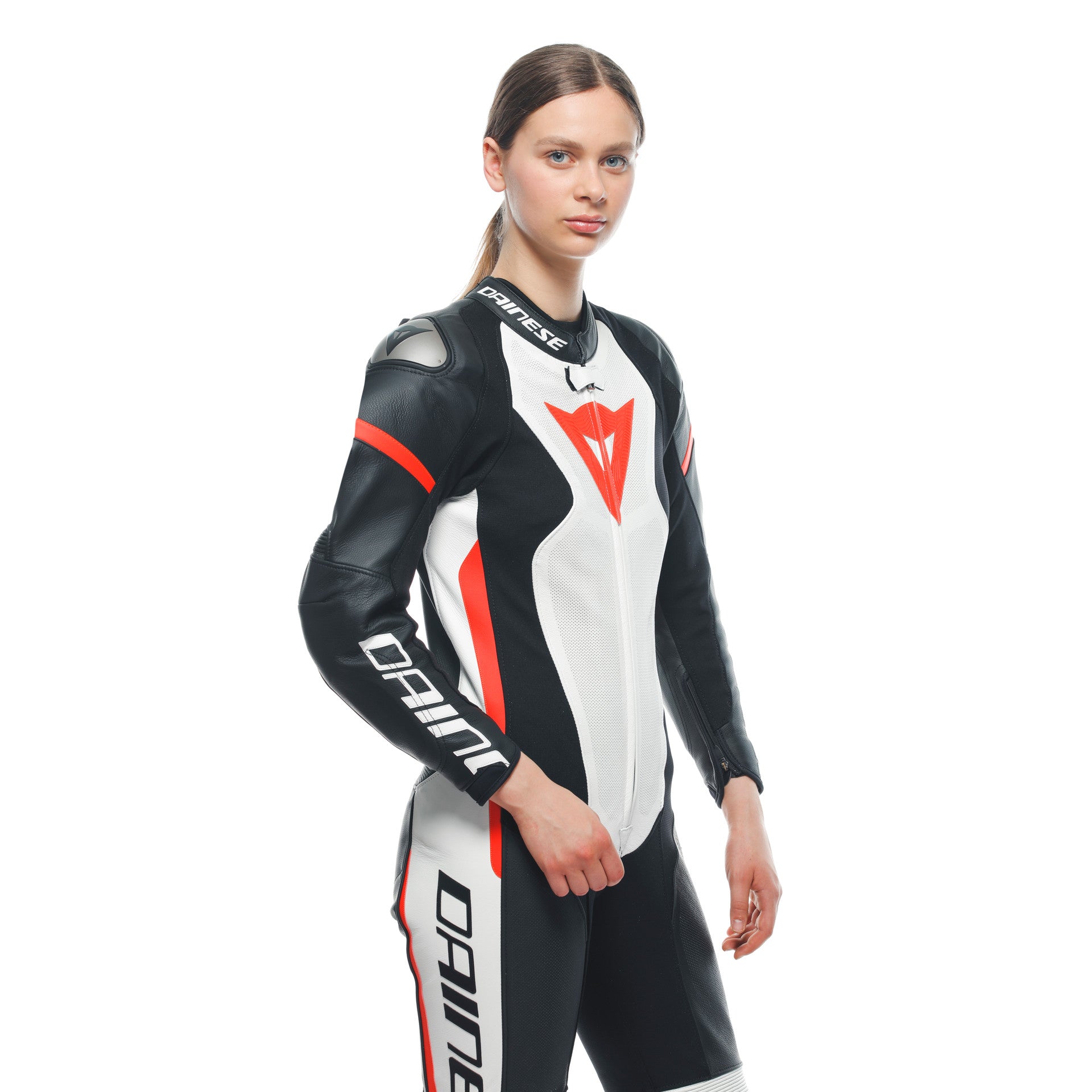 Dainese Grobnik Lady Kombinezon Kožno odijelo – Perforirani trkaći odijelo | Žene | Bijela/Crvena 