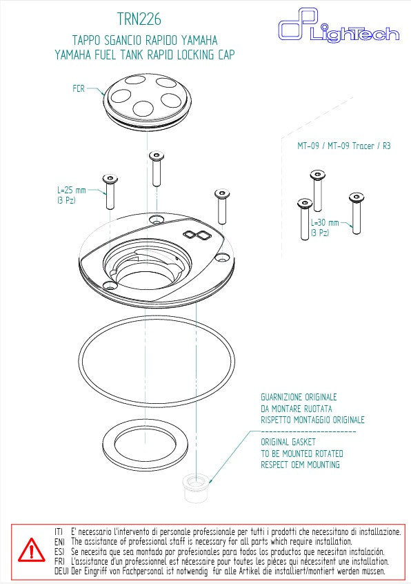 Poklopac rezervoara sa navojem LighTech Yamaha YZF-R3 (15-26) TRN226 