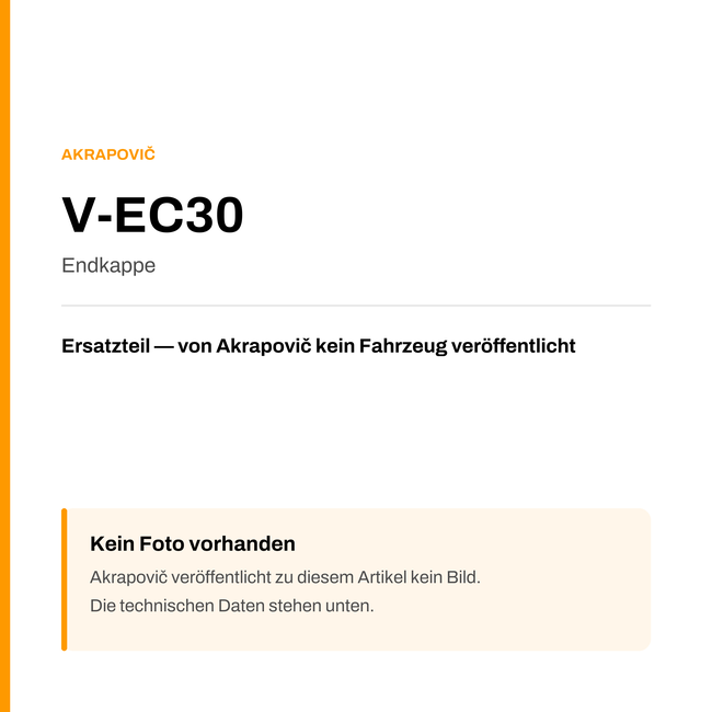 Akrapovic Endkappe V-EC30 — Platzhalter, kein Herstellerfoto verfügbar