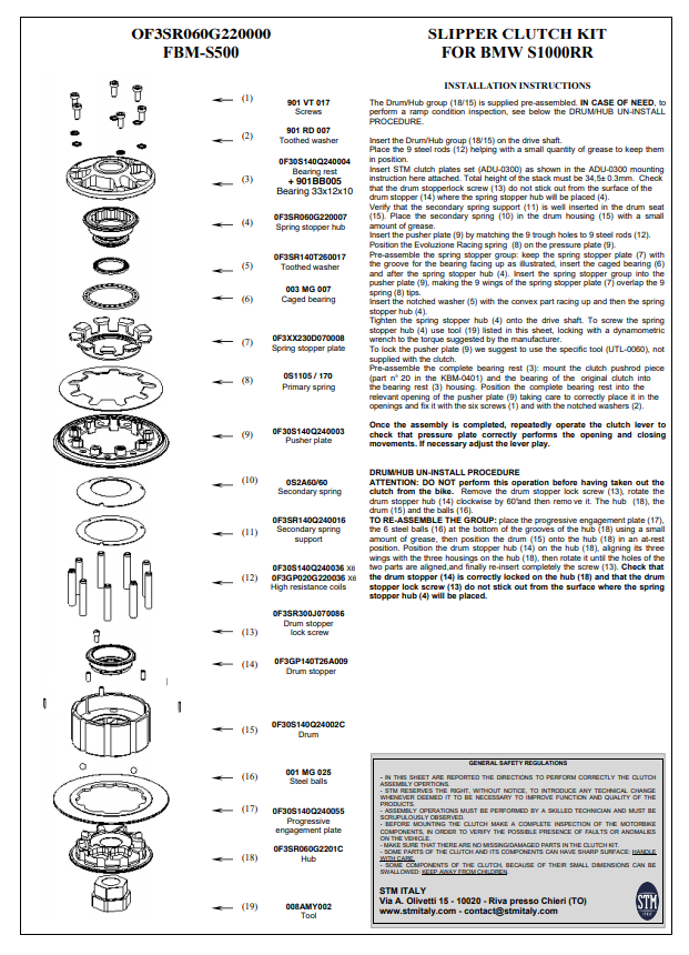 STM EVO GP suha spojka BMW S1000RR K46 (09-18) KTT-1300 