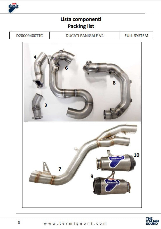 Termignoni kompletna ispušna sustav Titanium D200 RHT Ducati Panigale V4 R (19-24) D20009400TTC 
