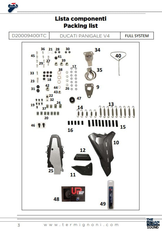 Termignoni kompletna ispušna sustava od nehrđajućeg čelika D200 RHT Ducati Panigale V4 R (19-24) D20009400ITC 