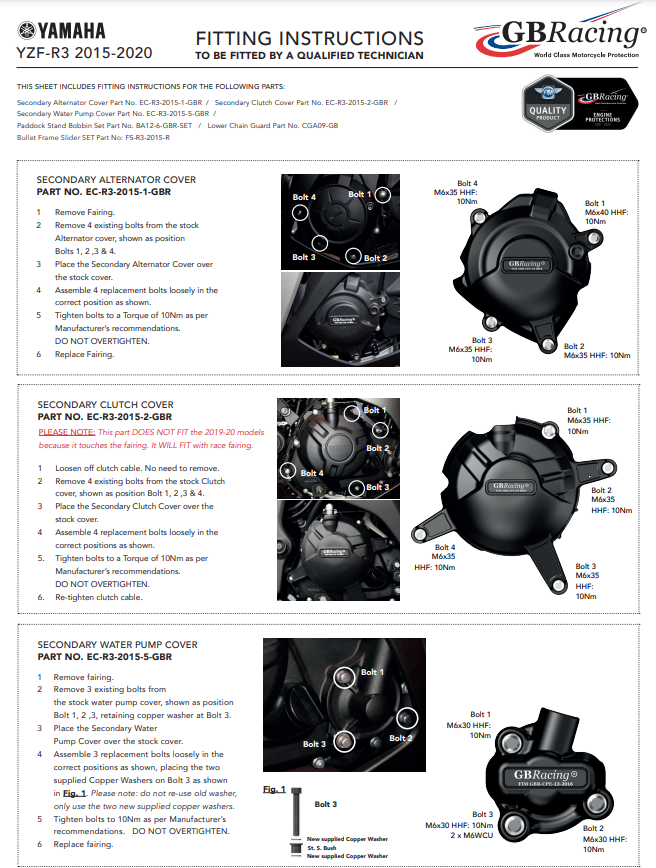 Zaštita poklopca alternatora GBRacing Yamaha YZF-R3 (15-26) 