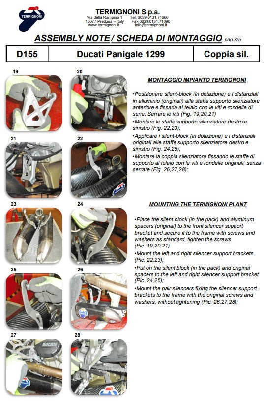 Termignoni Slip-On Kit Carbon Ducati Panigale 899 (13-16) D155102CPT+D155Y 