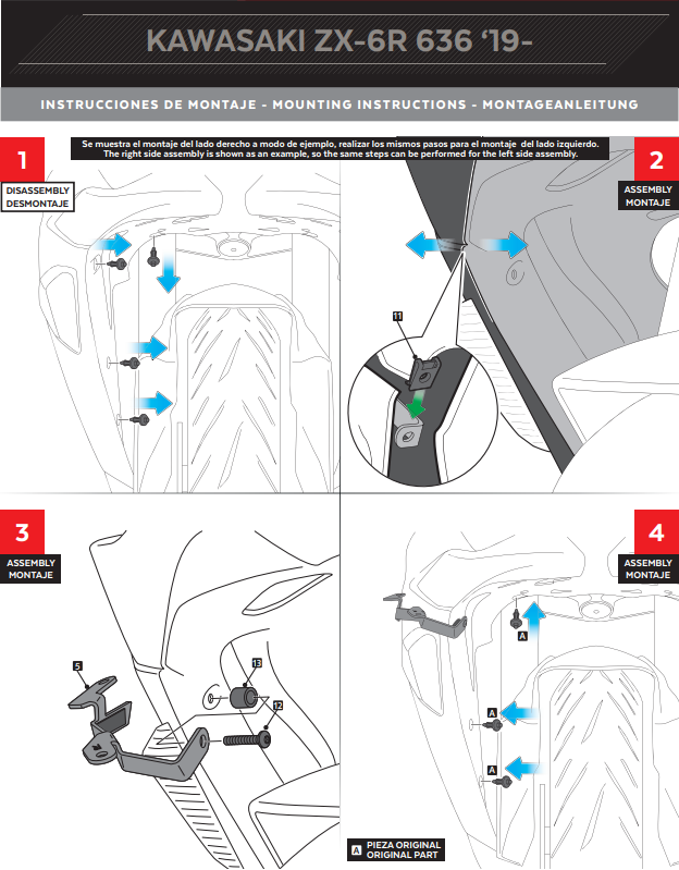 Puig Winglets Spojler Downforce Kawasaki ZX-6R 636 (18-23) 3176 